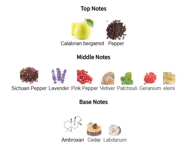 Sauvage Eau De Parfum ingredient breakdown with Calabrian bergamot, exotic spices, herbs, and rich base notes.